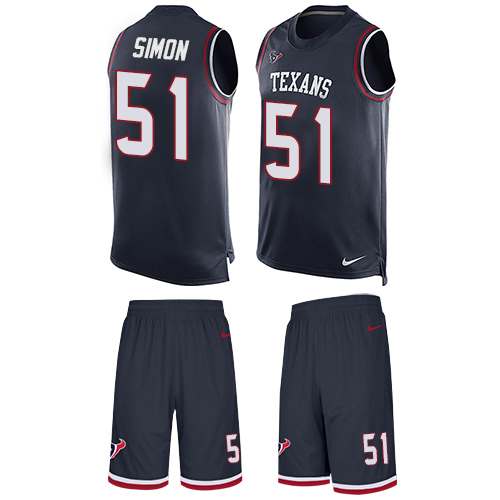 Men's Limited John Simon Nike Jersey Navy Blue - #51 Tank Top Suit NFL Houston Texans